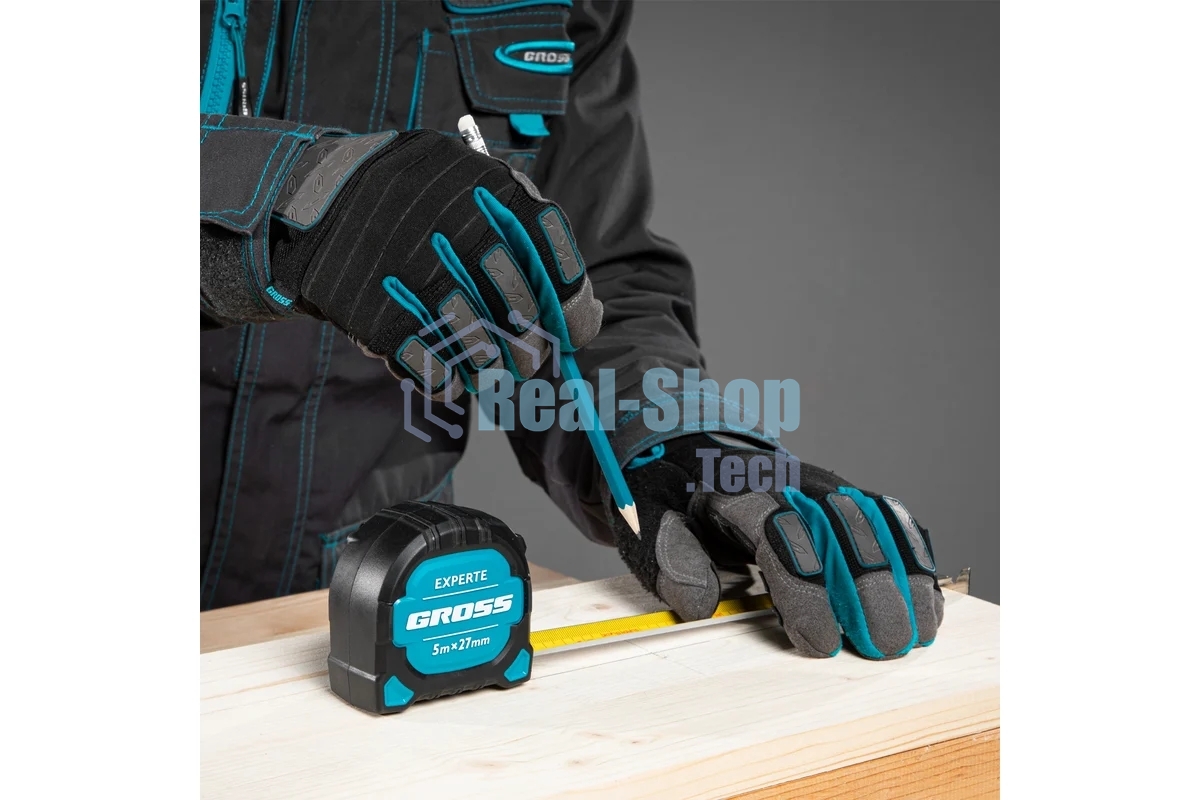 Рулетка Gross Experte, 5 м x 27 мм, двухкомпон. корпус, магнит, двухстор. разметка, нейлон
