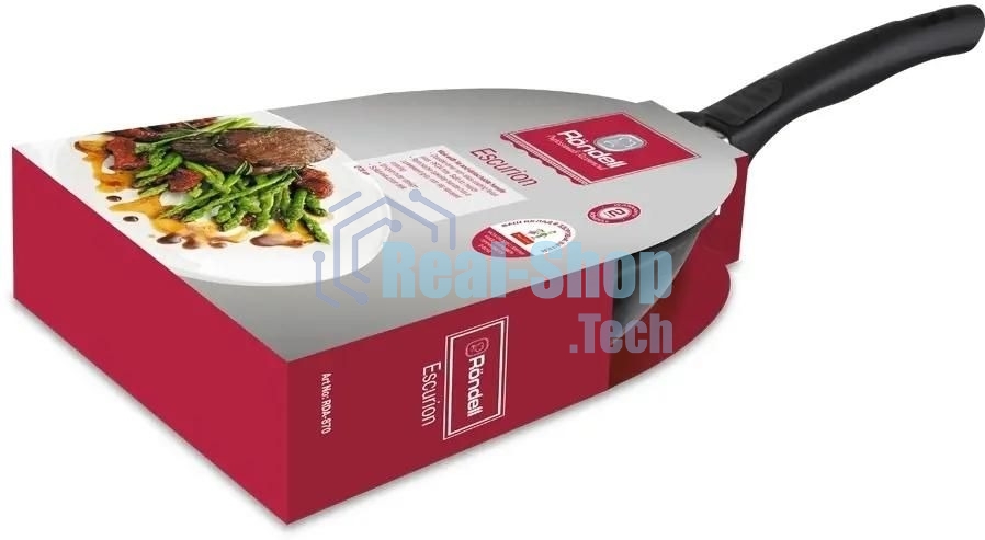 Сковорода ВОК Rondell Escurion RDA-870, 28 см, съемная ручка, с крышкой, черный