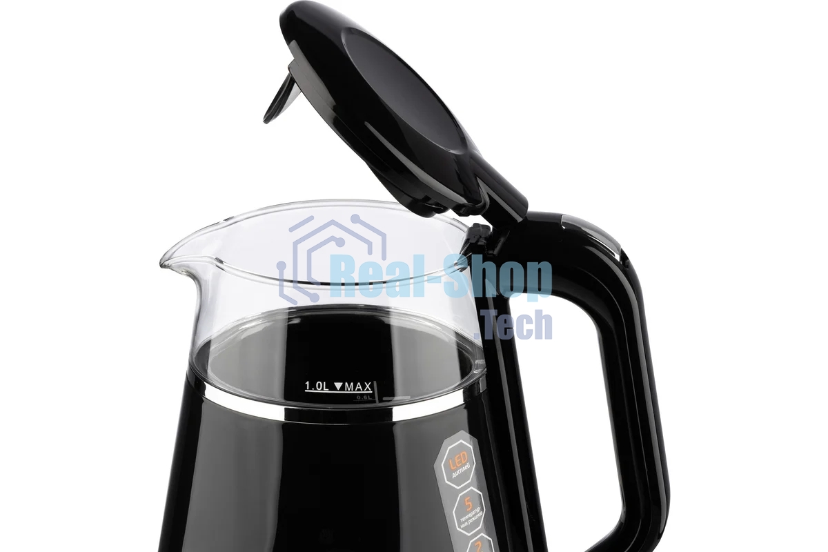 Чайник электрический LEONORD LE-1534 1 л, 1100 Вт, пластик/стекло, черный