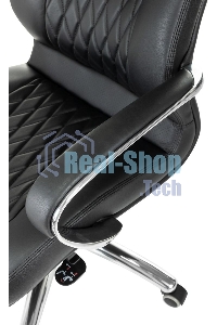 Кресло руководителя Бюрократ Aura/Black черный, кожа, крестовина полированный алюминий