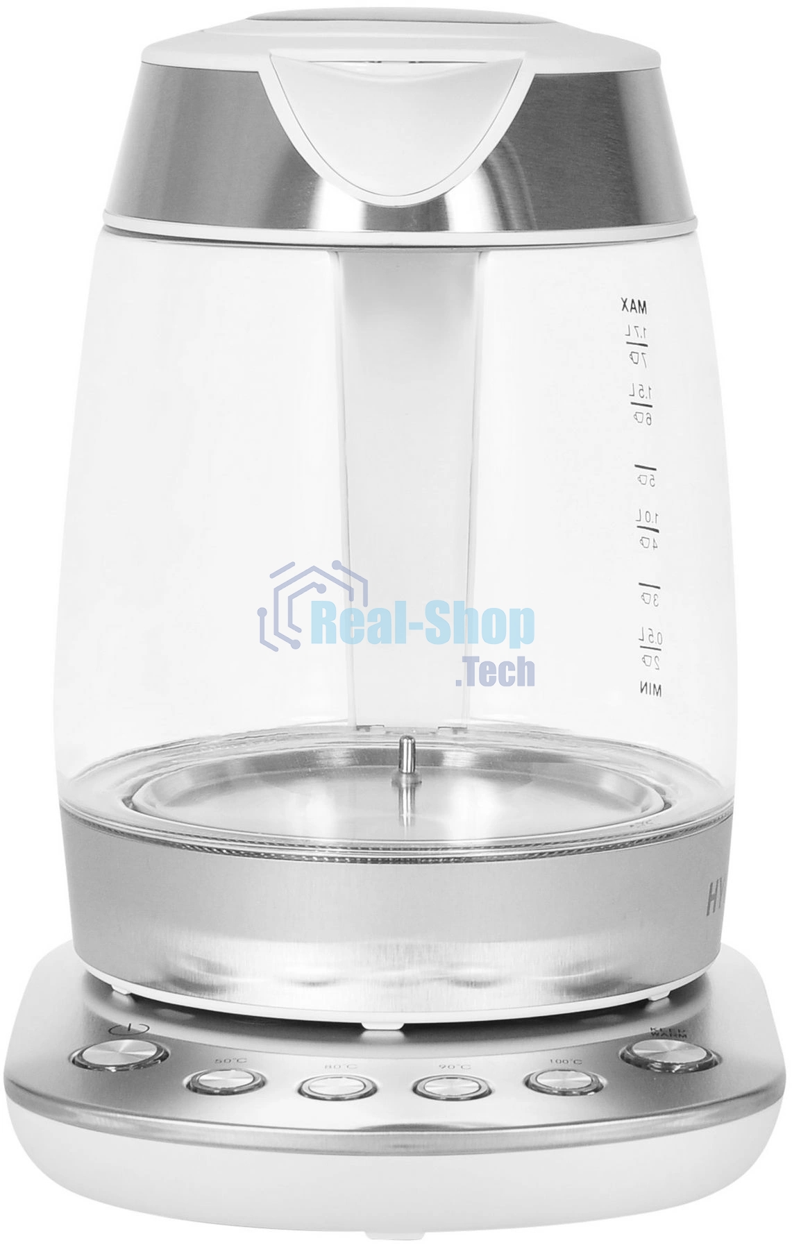 Чайник электрический Hyundai HYK-G4033 1.7л. 2200Вт белый/серебристый (корпус: стекло)