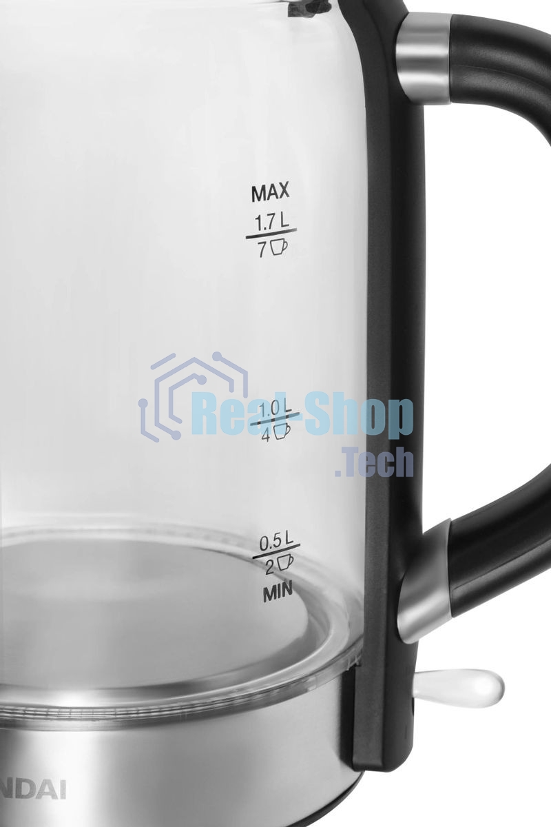 Чайник электрический Hyundai HYK-G5501 1.7 л, 2200 Вт, серебристый/черный