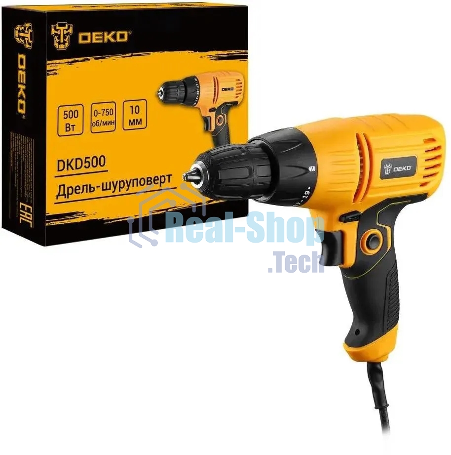 Дрель-шуруповерт сетевая Deko DKD500 083-1002, 500Вт, Кейс