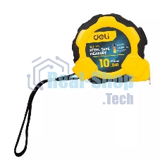 Рулетка Deli DL3799 10мx25мм, Автостоп, ударопрочный корпус, метрическая