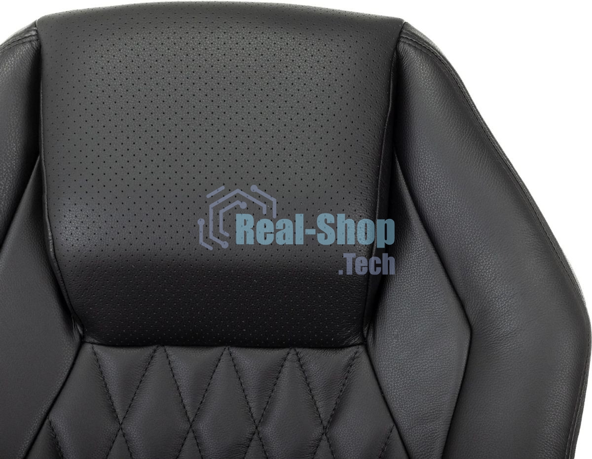 Кресло руководителя Бюрократ Aura/Black черный, кожа, крестовина полированный алюминий