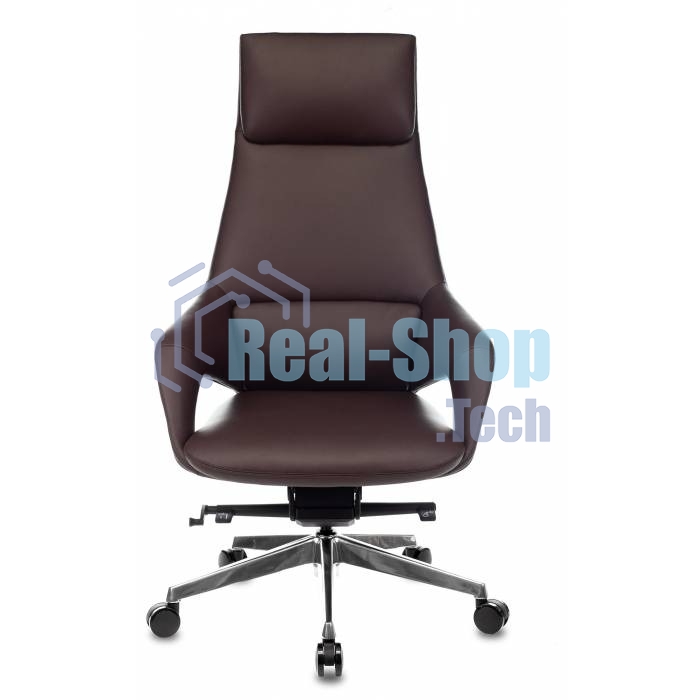 Кресло руководителя Бюрократ DAO-2 коричневый, кожа, с подголовником, крестовина алюминий