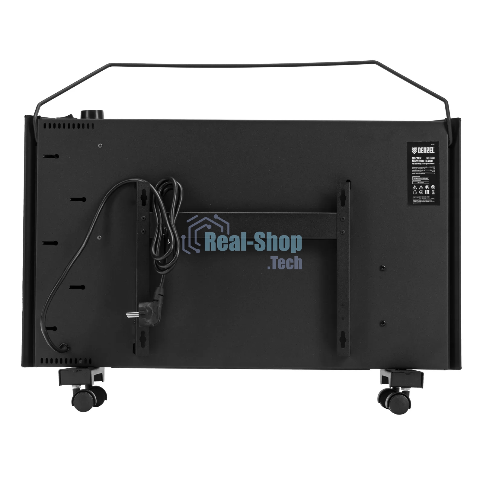 Конвектор Denzel XCE-1500B черный, 1500 Вт, 20 м2, термостат