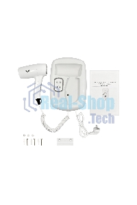 Фен для волос настенный Puff 1203B, белый, 1,2 кВт