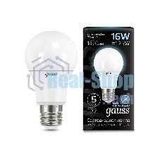 Лампа светодиодная Gauss LED A60 16W E27 1470lm 4100K 1/10/50