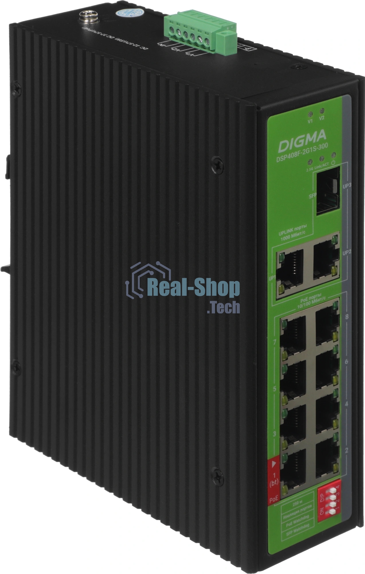 Коммутатор Digma DSP408F-2G1S-300, 8×100 Мбит/с + 2×1 Гбит/с + 1×1 Гбит/с SFP, неуправляемый