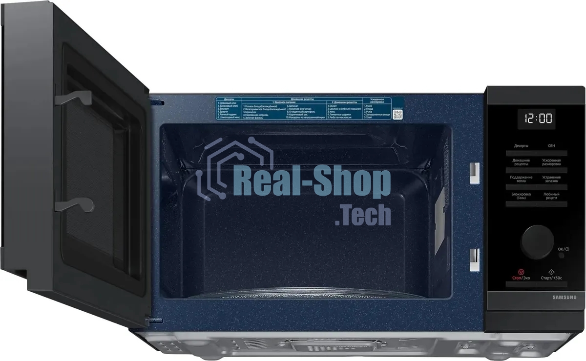 Микроволновая печь Samsung MS23DG4504AGbW черная сталь, 23 л, 800 Вт, переключатели - кнопки/поворотный механизм