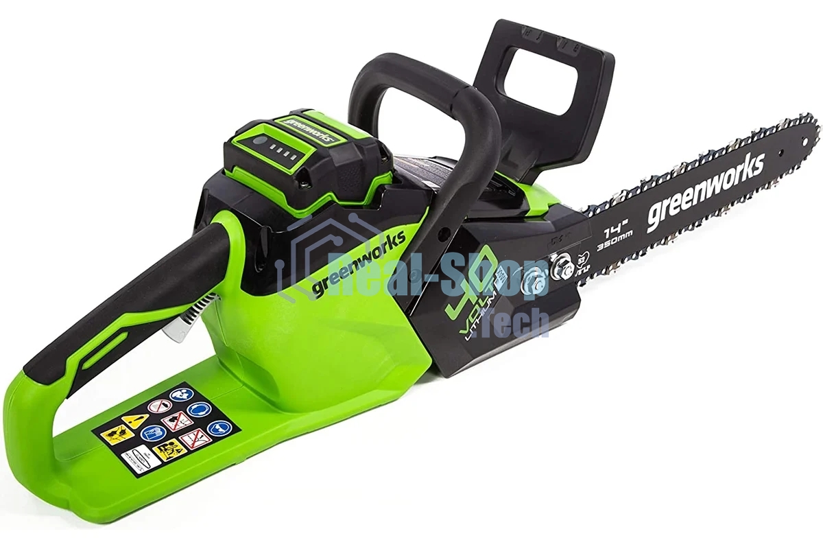 Цепная пила аккумуляторная (2005707UA) GreenWorks GD40CS15, 40V, 35 см, бесщеточная, 1,5 КВТ, с АКБ 2АЧ и ЗУ