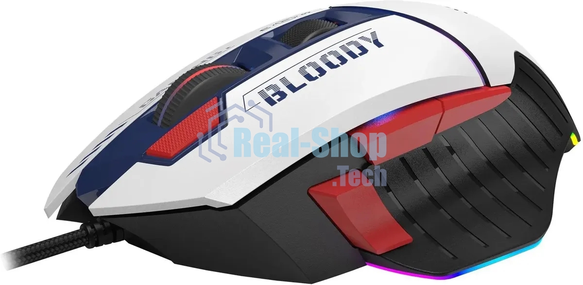 Мышь беспроводная A4Tech Bloody W95 Max Sports синий/белый оптическая (12000dpi) USB (10but)