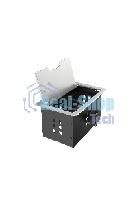 Прямоугольный металлический корпус Wize Pro WRTS-12BOX-S для модульной системы врезного лючка в стол с откидывающейся крышкой, до12 модулей-вставок, беспроводная зарядка 10Вт для моб.устройств на крышке, преустановленная рамка,серебр.