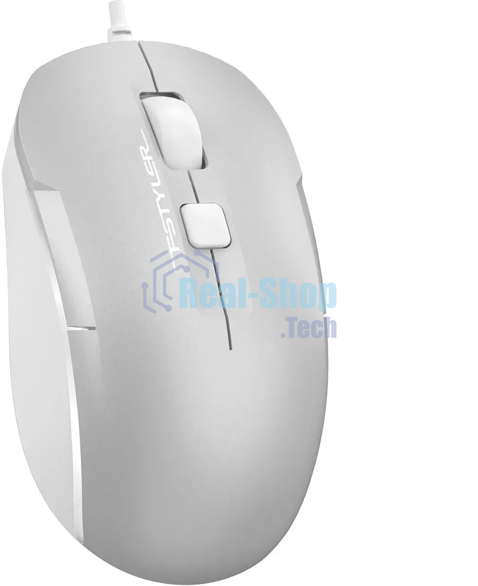 Мышь проводная A4Tech Fstyler FM26 серебристый/белый, 1600 dpi, USB, кнопки - 4
