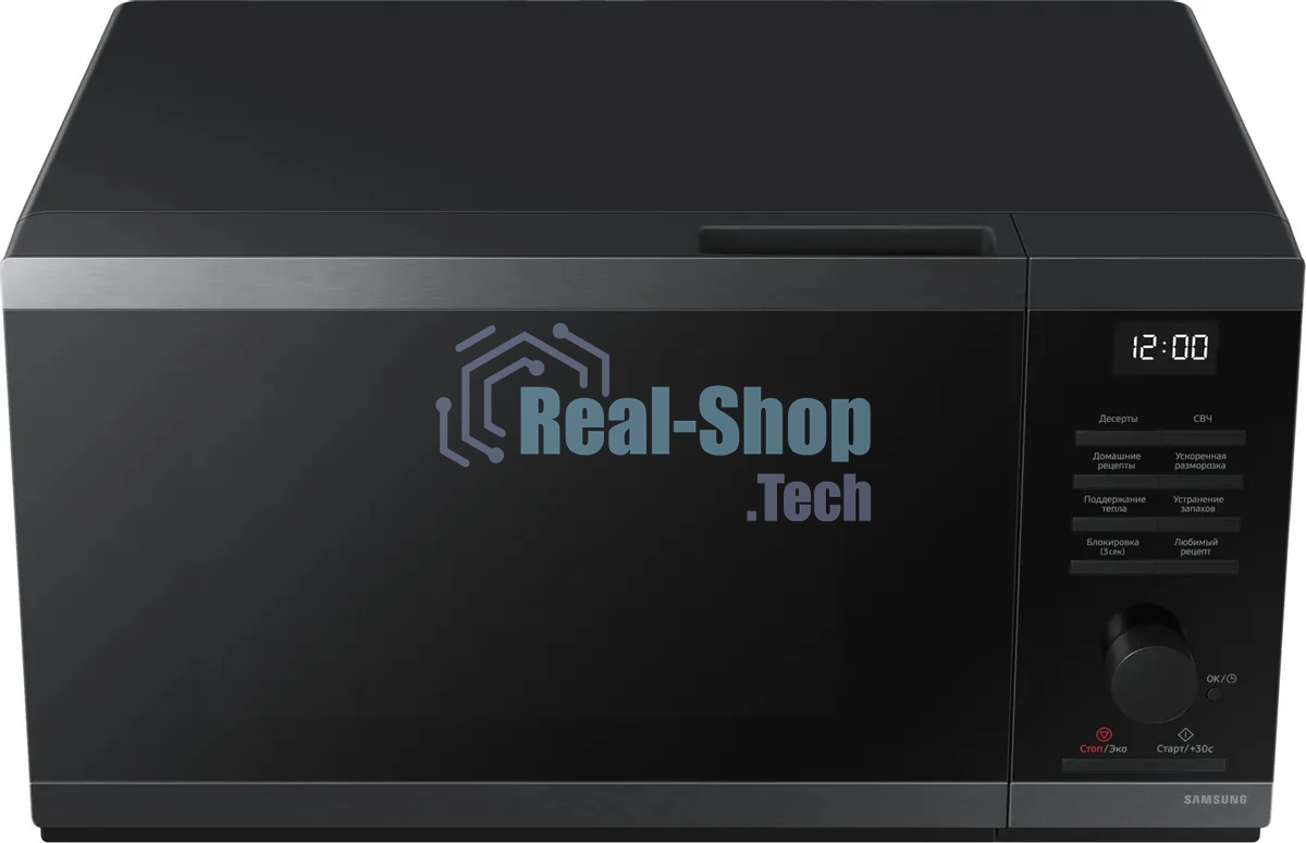 Микроволновая печь Samsung MS23DG4504AGbW черная сталь, 23 л, 800 Вт, переключатели - кнопки/поворотный механизм