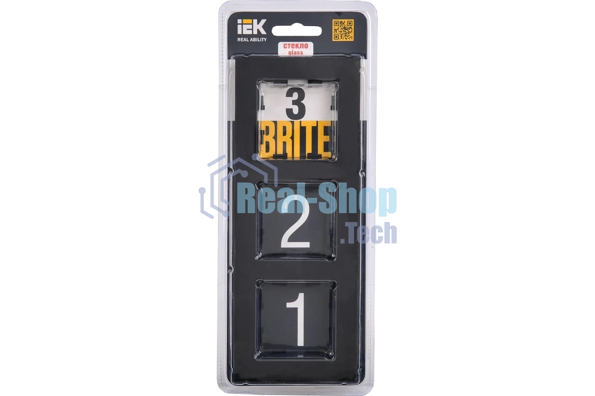 Рамка 3-местная IEK BRITE РУ-3-2-БрЧ стекло черный