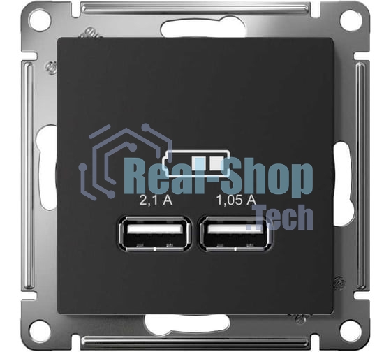 Карбон Розетка USB, 5В, 1 порт x 2,1 А, 2 порта х 1,05 А, механизм ATN001033 Schneider Electric