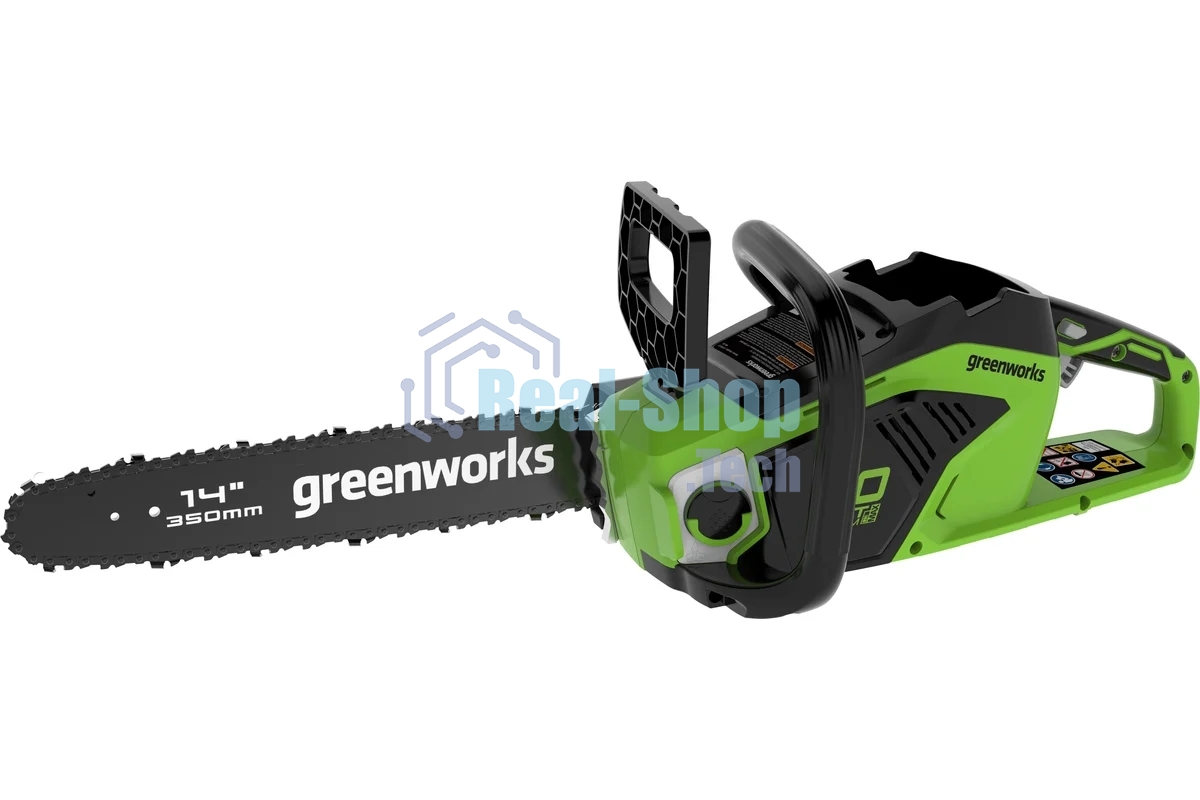 Цепная пила аккумуляторная (2005707UA) GreenWorks GD40CS15, 40V, 35 см, бесщеточная, 1,5 КВТ, с АКБ 2АЧ и ЗУ