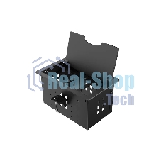 Прямоугольный металлический корпус Wize Pro WRTS-12BOX-B для модульной системы врезного лючка в стол с откидывающейся крышкой, до12 модулей-вставок, беспроводная зарядка 10Вт для моб.устройств на крышке, преустановленная рамка,черный