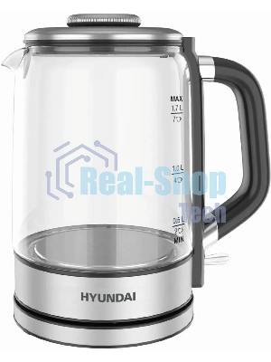 Чайник электрический Hyundai HYK-G5501 1.7 л, 2200 Вт, серебристый/черный