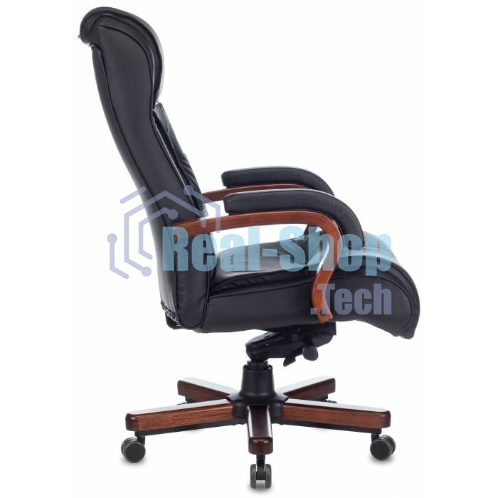 Кресло руководителя Бюрократ T-9926WALNUT черный, кожа, крестовина металл/дерево