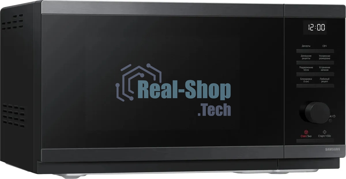 Микроволновая печь Samsung MS23DG4504AGbW черная сталь, 23 л, 800 Вт, переключатели - кнопки/поворотный механизм