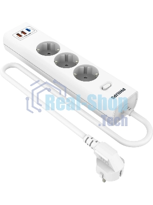 Сетевой фильтр Philips CHP4336WB/51, 3 м, 3 розетки, белый