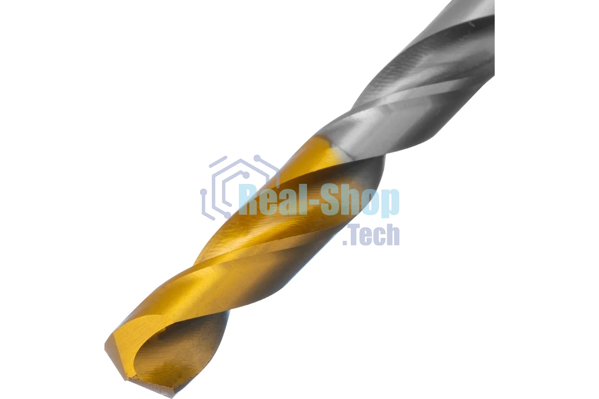 Сверло спиральное по металлу Denzel 7,5 х 156 мм, Р6М5, Golden Tip, удлиненное