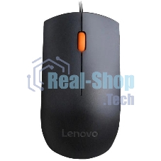 Мышь проводная Lenovo 300 черный, 1600 dpi, USB, кнопки - 3