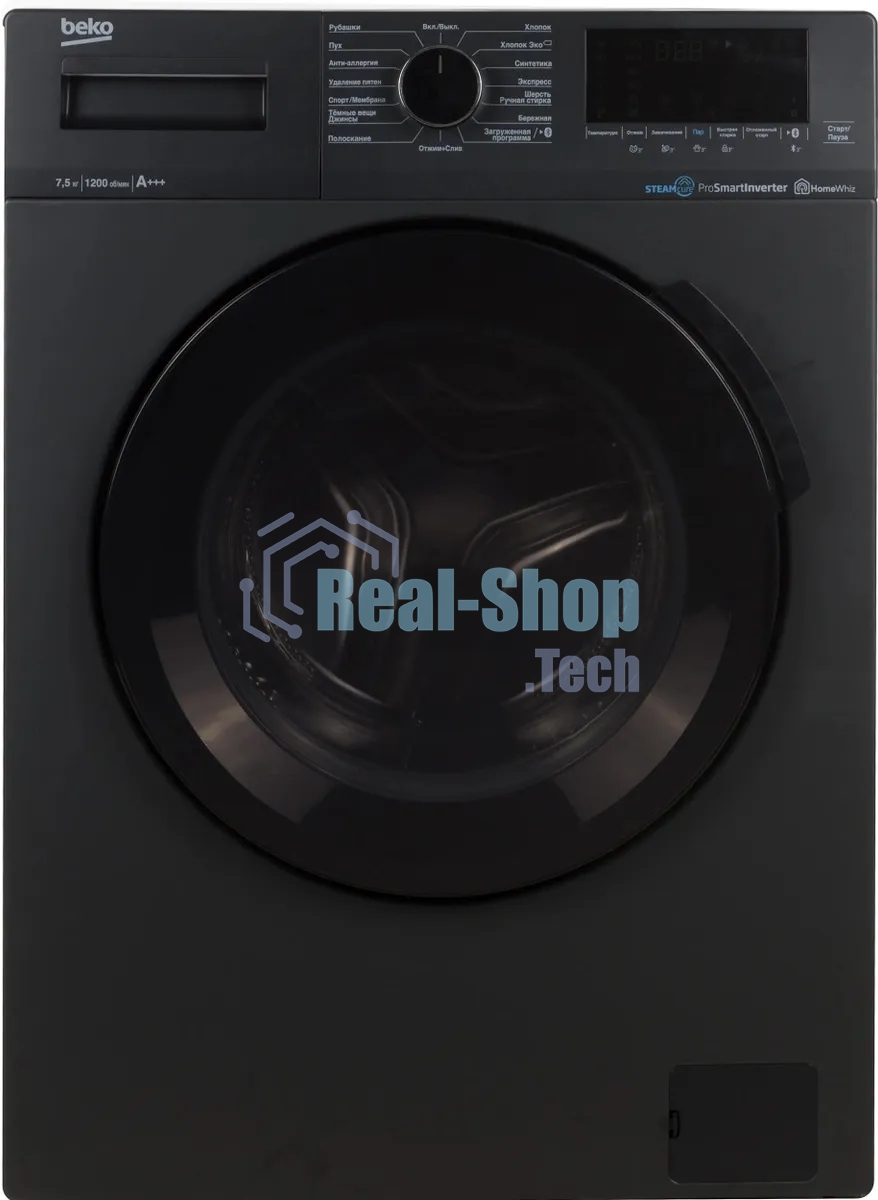 Стиральная машина Beko WSPE7H616A темно-серый, загрузка фронтальная 7,5 кг, 1200 об/мин., класс: А