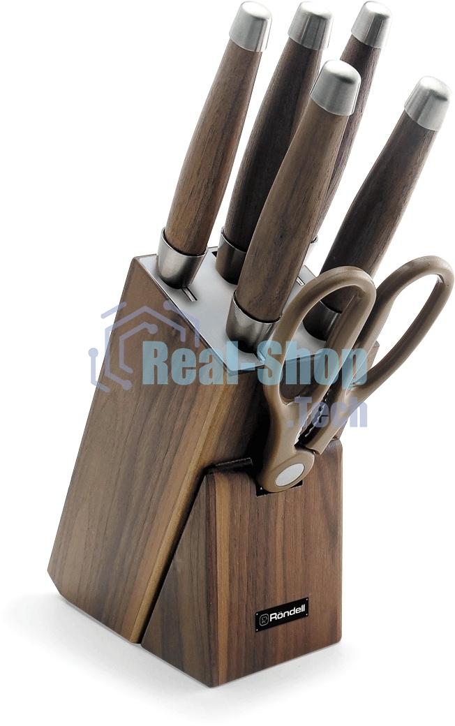 Набор из 5 ножей c ножницами на деревянной подставке Glaymore Rondell 984-RD