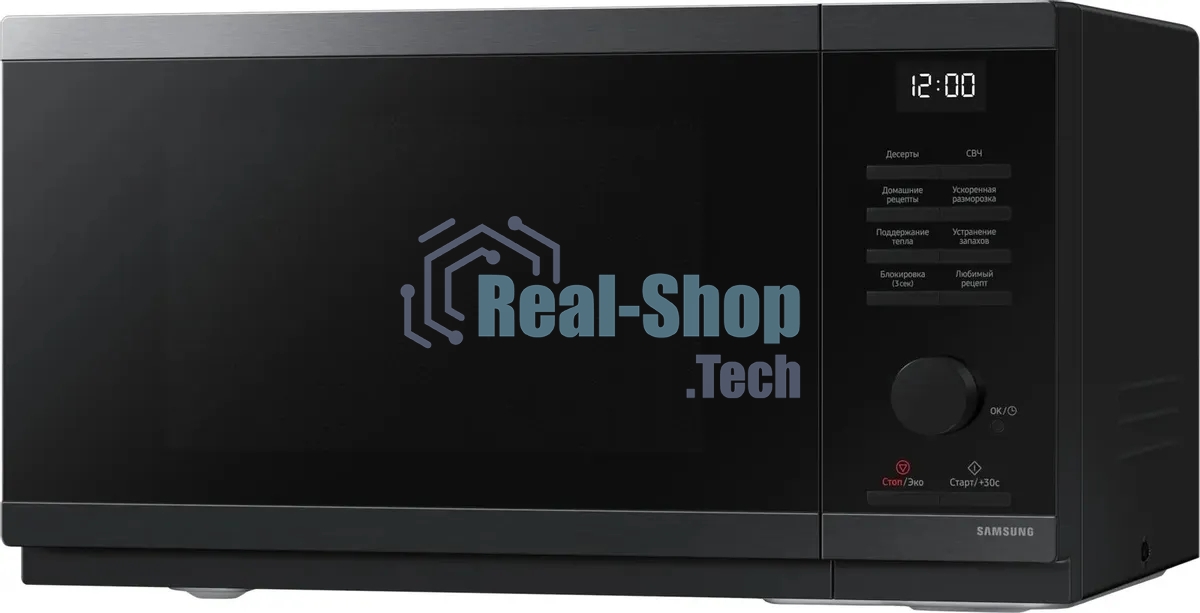 Микроволновая печь Samsung MS23DG4504AGbW черная сталь, 23 л, 800 Вт, переключатели - кнопки/поворотный механизм