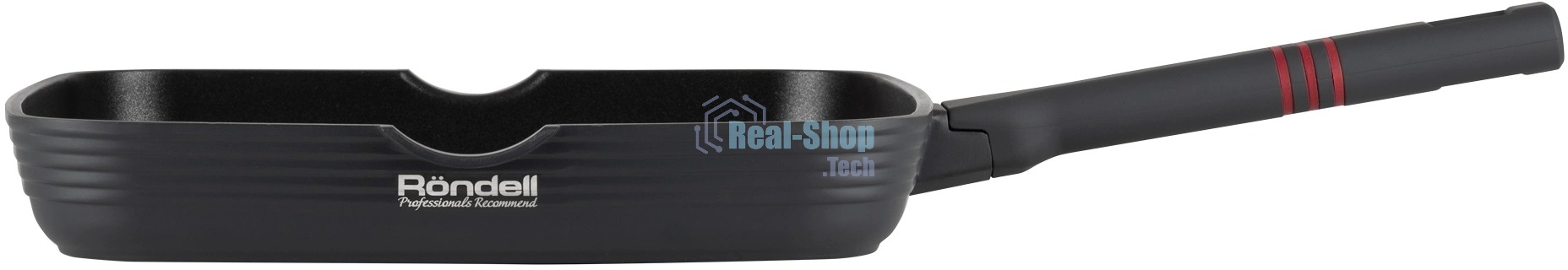 Сковорода Rondell Stripes RDA-1616 квадратная 28 см, покрытие: Xylan Plus ручка несъемная (без крышки) серый