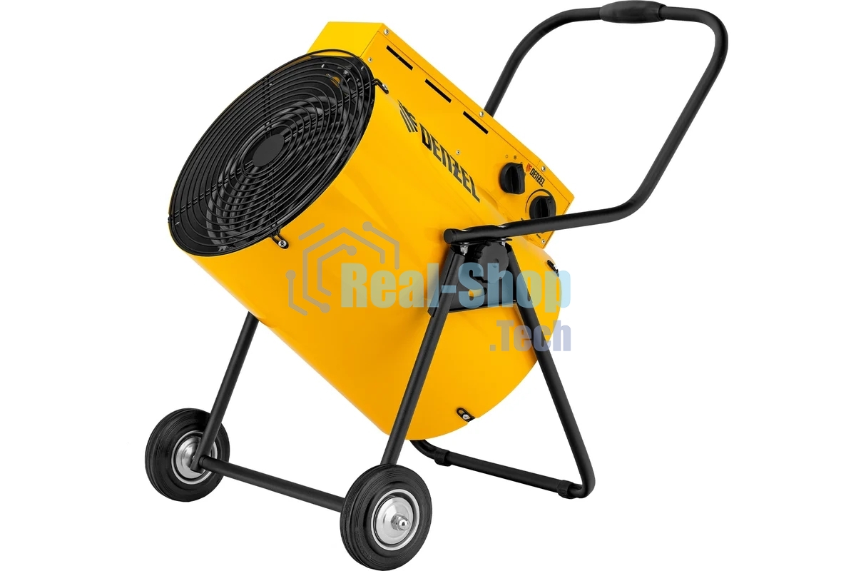 Тепловая пушка Denzel SFH-15000, 400 В, желтый, 120/9000/15000 Вт, 150 м2, термостат