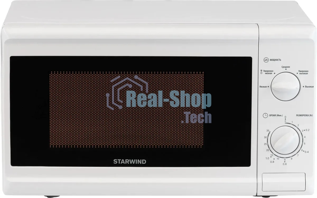 Микроволновая печь Starwind SWM5920 белый, 20 л, 700 Вт, переключатели - поворотный механизм