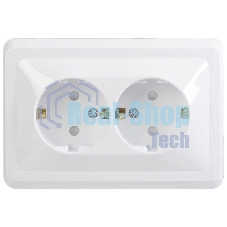 Розетка 2-м СП Вега РСш12-3-ВБ с заземл. контактом и защ. штор 16А белый ИЭК ERV24-K01-16-DM