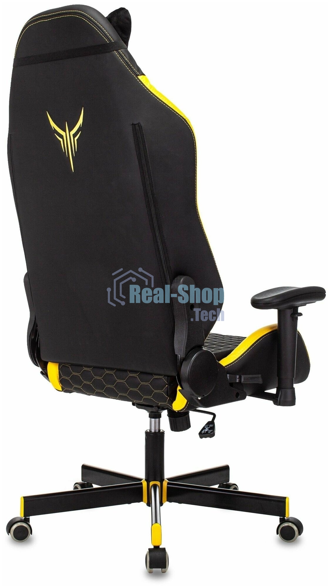 Кресло Knight Neon черный/желтый, экокожа, 120 кг, механизм качания