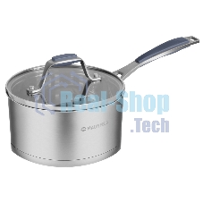 Ковш Maunfeld Madison MF18MS01SP из нержавеющей стали со стеклянной крышкой, 16см, 1,8л.