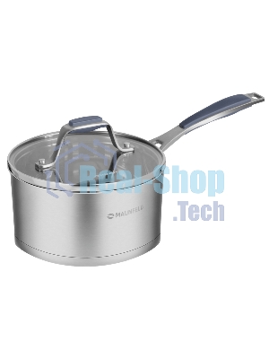 Ковш Maunfeld Madison MF18MS01SP из нержавеющей стали со стеклянной крышкой, 16см, 1,8л.
