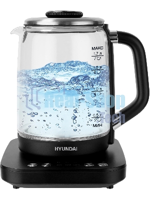 Чайник электрический Hyundai HYK-G5506 1.7 л, 2200 Вт, черный/серебристый