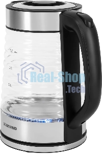 Чайник электрический Starwind SKG2111 2 л, 1800 Вт, черный/прозрачный корпус: стекло