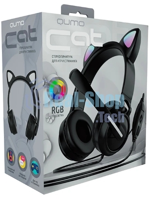 Гарнитура QUMO Game Cat чёрный, проводная, USB, подсветка