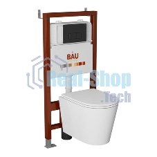Комплект BAU 6 в 1: инсталляция BAU PRO, унитаз подвесной торнадо Bau Nimb Hurricane-3, сиденье дюропласт микролифт, клавиша BAU Hotel, черный матовый