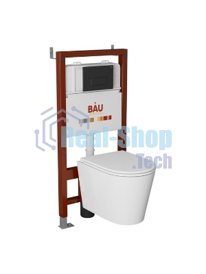 Комплект BAU 6 в 1: инсталляция BAU PRO, унитаз подвесной торнадо Bau Nimb Hurricane-3, сиденье дюропласт микролифт, клавиша BAU Hotel, черный матовый
