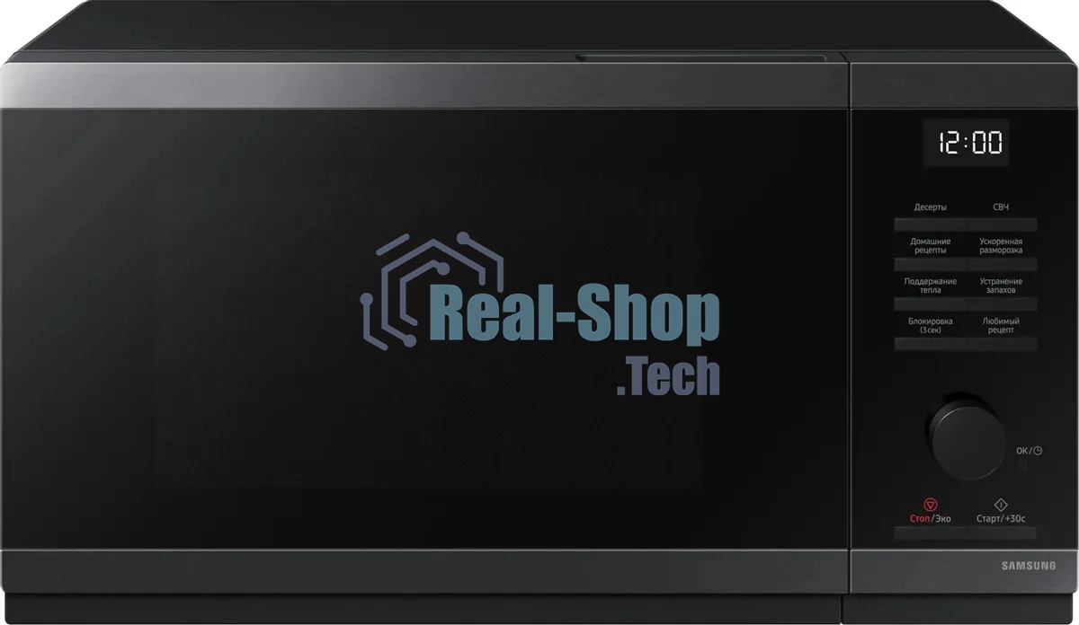 Микроволновая печь Samsung MS23DG4504AGbW черная сталь, 23 л, 800 Вт, переключатели - кнопки/поворотный механизм