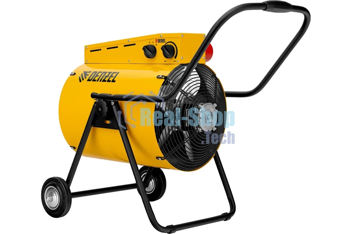 Тепловая пушка Denzel SFH-15000, 400 В, желтый, 120/9000/15000 Вт, 150 м2, термостат