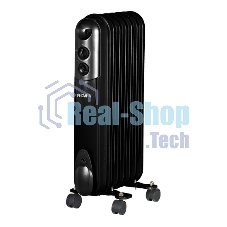 Обогреватель масляный Ресанта ОМПТ-7НЧ (7 секций) черный, 1500 Вт, 15 м2, термостат 67/3/13