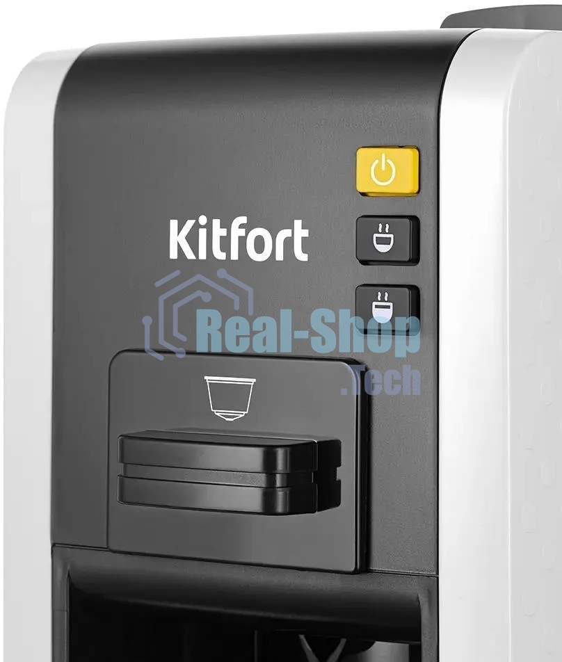 Кофеварка рожковая Kitfort КТ-7467 белый/черный, исп. кофе - молотый/капсулы, 0.8 л, 1100 Вт, 19 бар