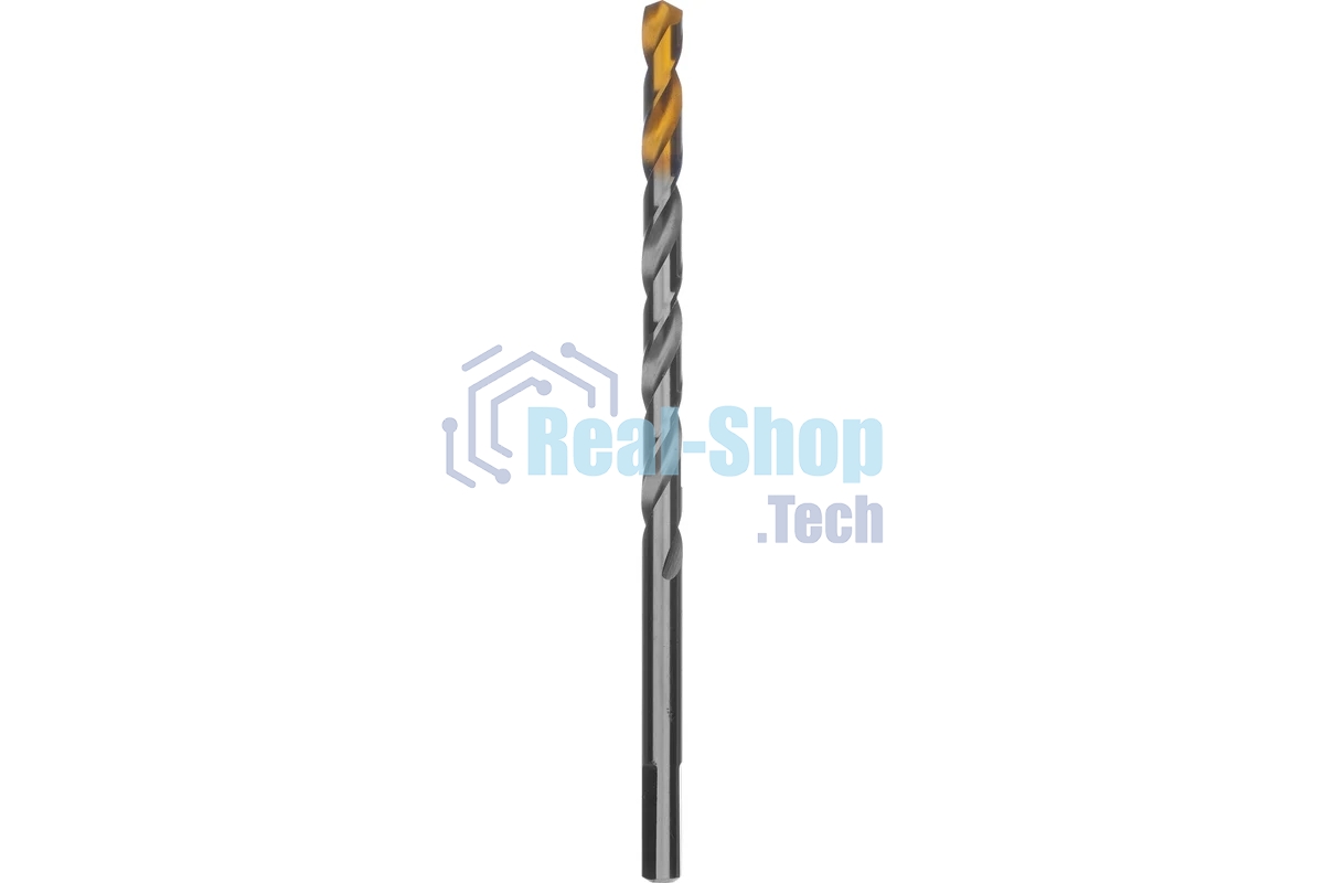 Сверло спиральное по металлу Denzel 7,5 х 156 мм, Р6М5, Golden Tip, удлиненное